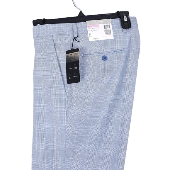 Alfani Men's Slim-Fit Tech Stretch 2-Piece Suit Light Blue Plaid 38R 32x30 NWT - Picture 8 of 13